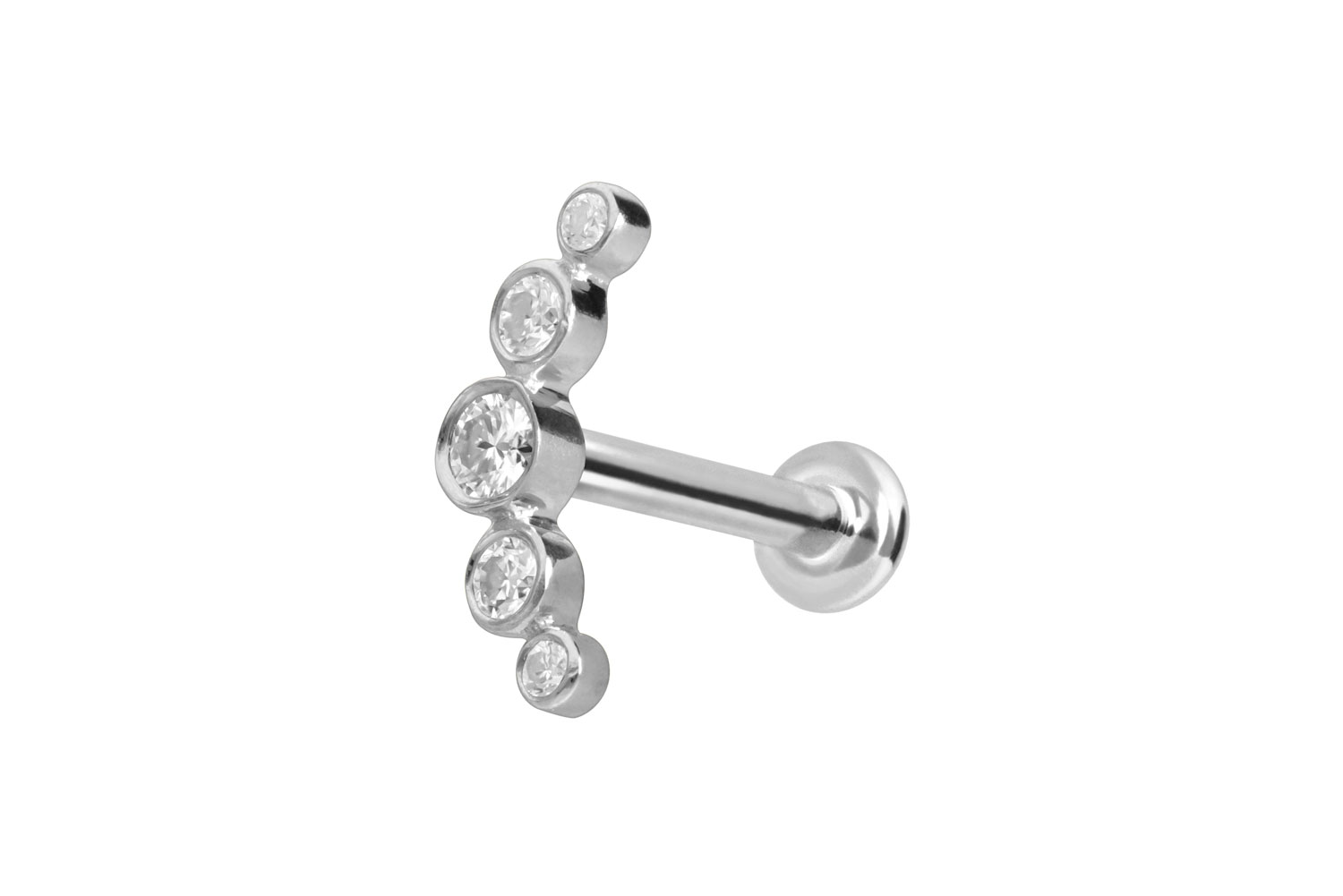 14 Karat Gold Labret Piercing mit Innengewinde MOISSANIT-BOGEN